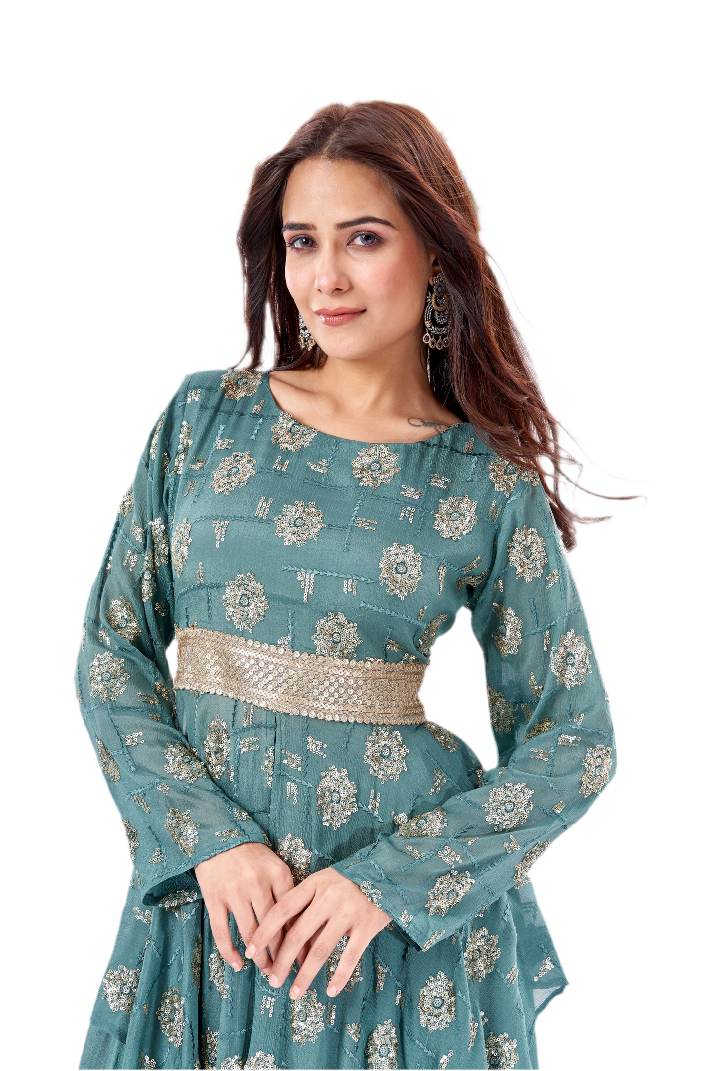 2 Piece Dress of Long Stylish Kurti & Skirt Style Plazo