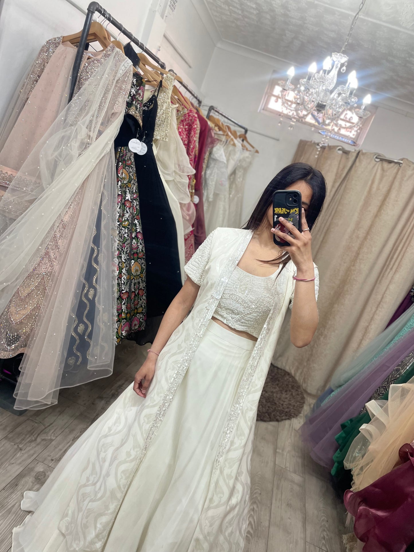 White Embroided LEHNGA with Jacket & Dupata