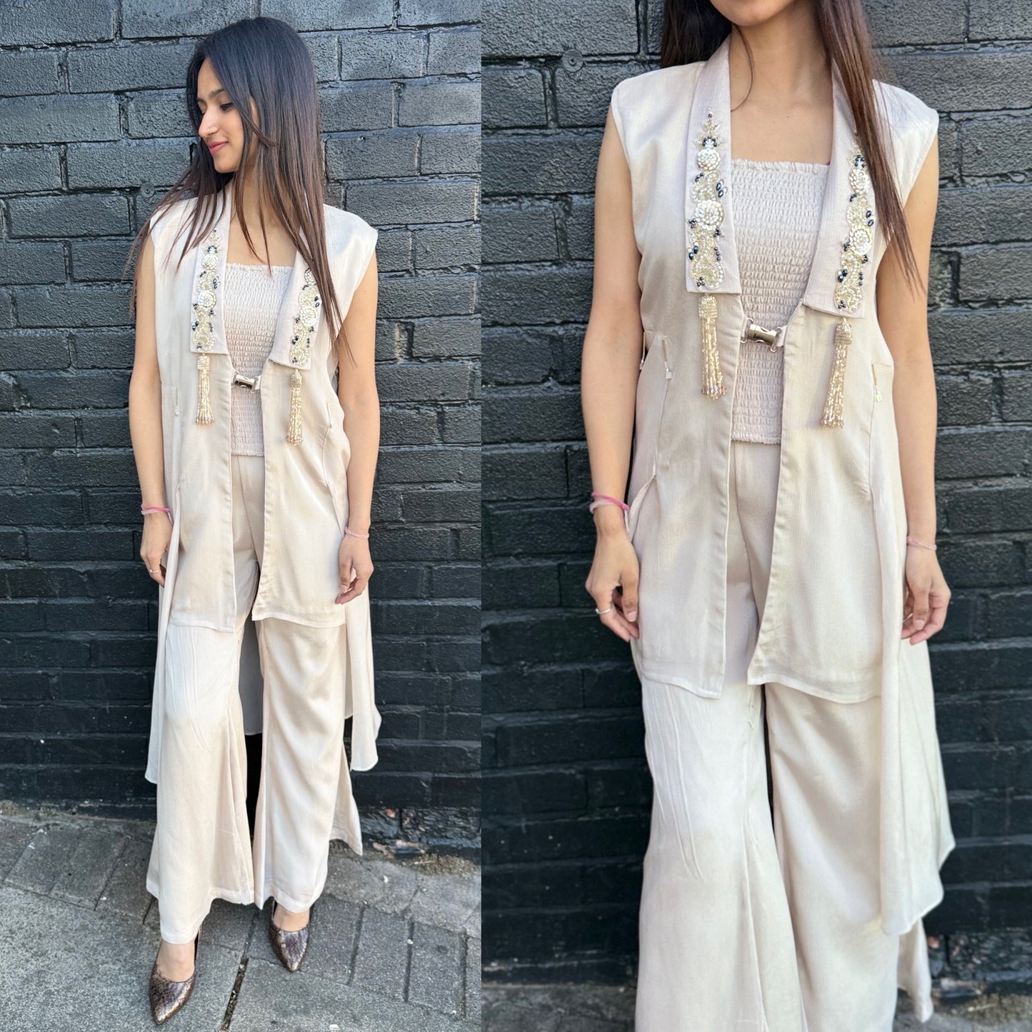 3 Piece Indo-western Dress with Top, Plazo & Jacket
