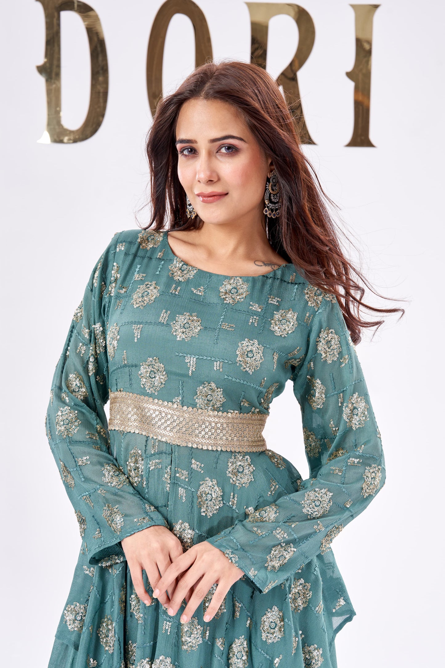 2 Piece dress with Skirt Style Plazo