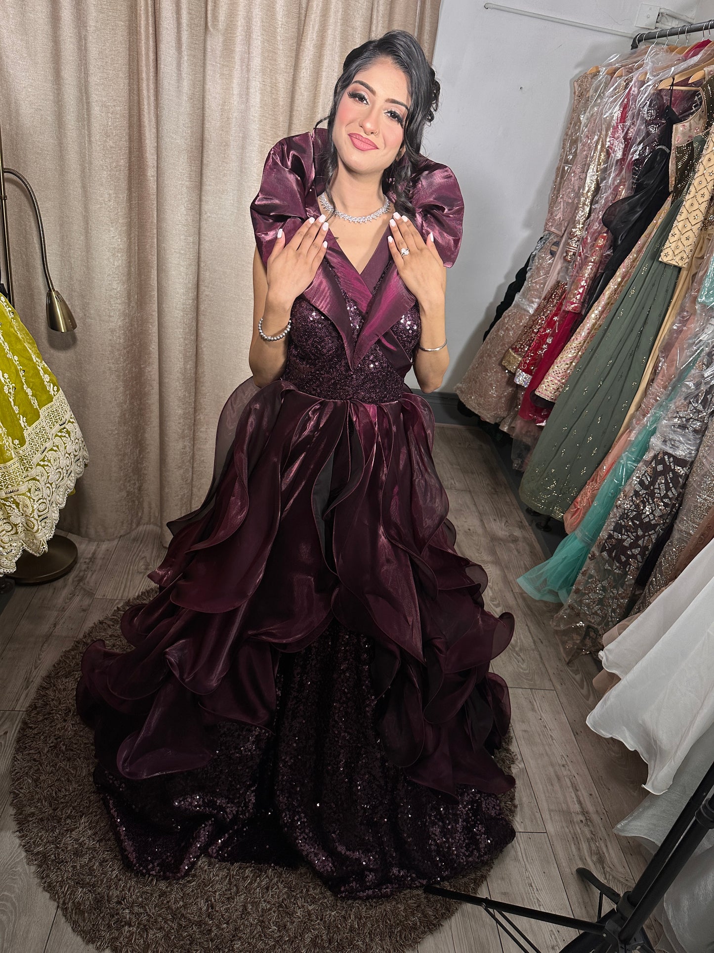Flared Gown with Embroided on Top