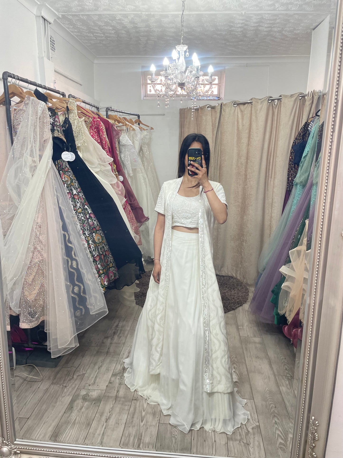 White Embroided LEHNGA with Jacket & Dupata