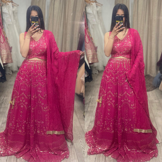 Hot Pink Full Embroided LEHNGA