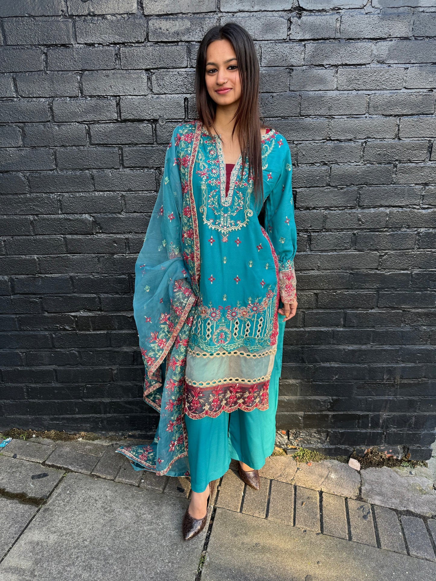 Cotton suit with Plazo