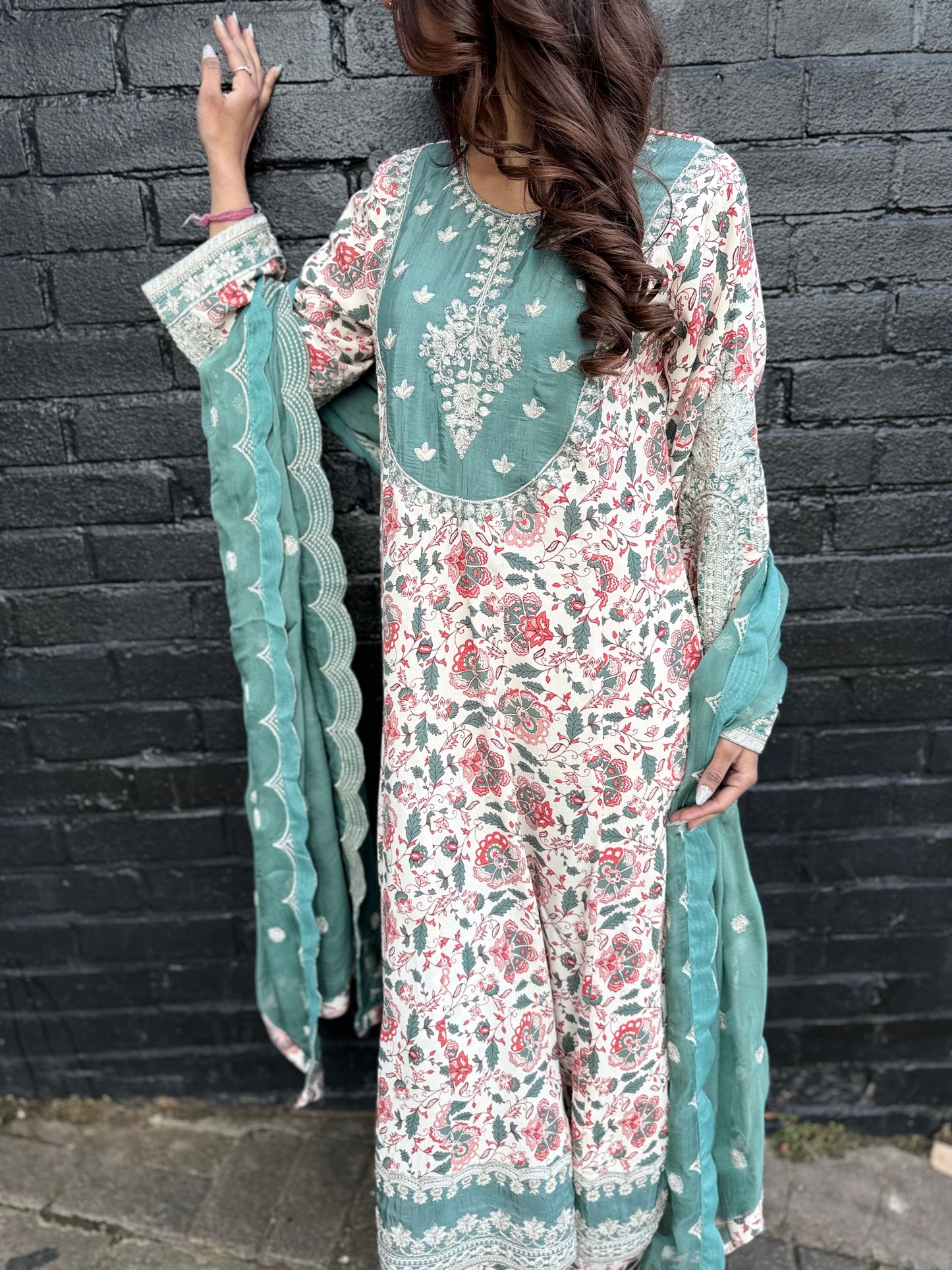 Anarkali style cotton suit