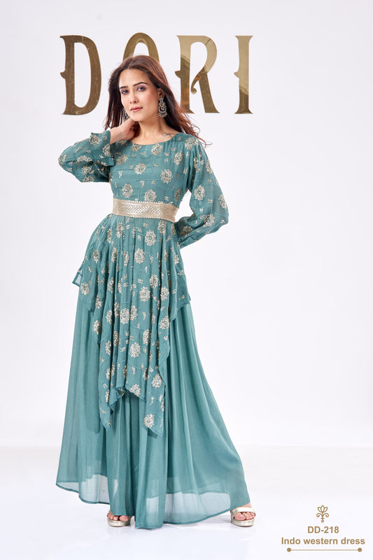 2 Piece dress with Skirt Style Plazo