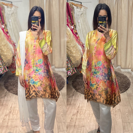 Satin suit with Trouser & dupatta