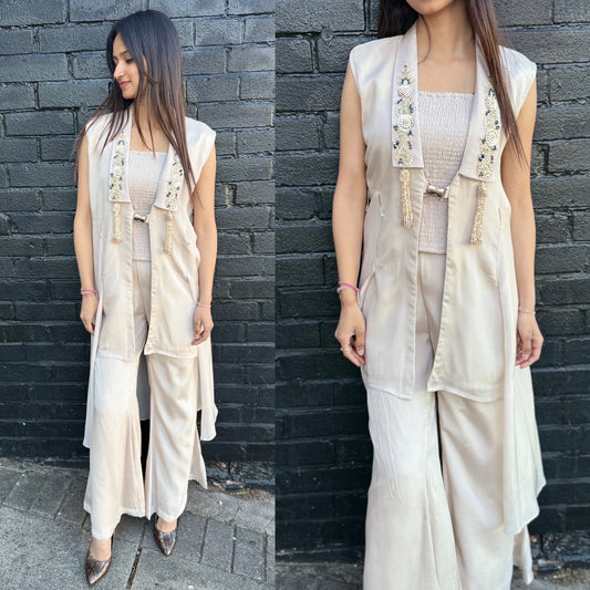 3 Piece Indo-western Dress with Top, Plazo & Jacket