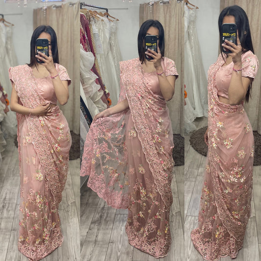Embroided Pre-Pleated Saree