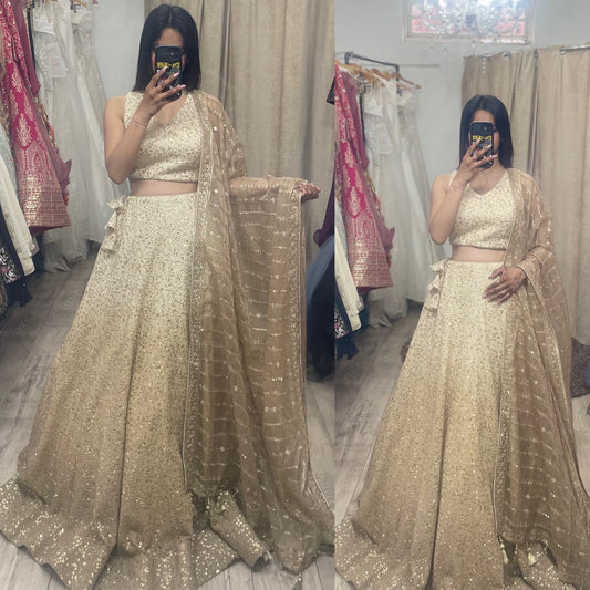Cream ombre shade Full Flared LEHNGA